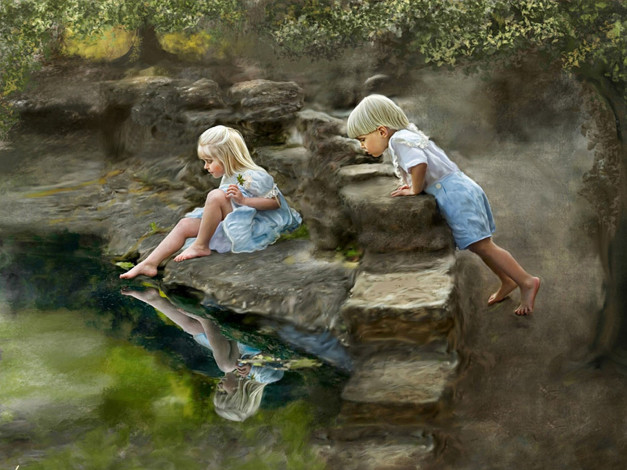 Обои картинки фото рисованные, richard, ramsey, catalina, otalvaro, каталина, оталваро, 1920х1440, модель