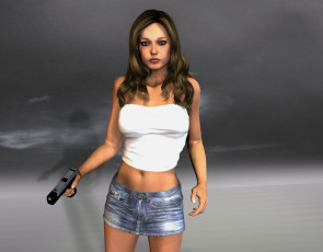 Картинка 3д графика people люди девушка пистолет