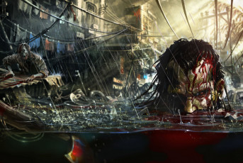 Картинка dead island riptide видео игры топор вода дождь зомби