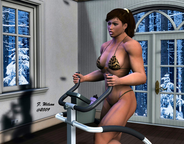 Обои картинки фото 3д, графика, people, люди, девушка, тренажер