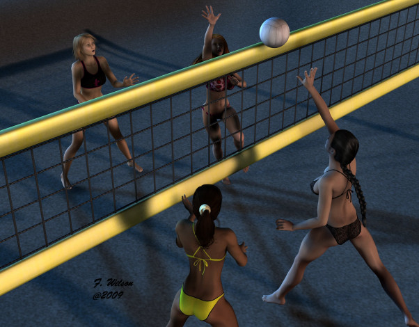 Обои картинки фото спорт, 3d, рисованные, баскетбол, девушки