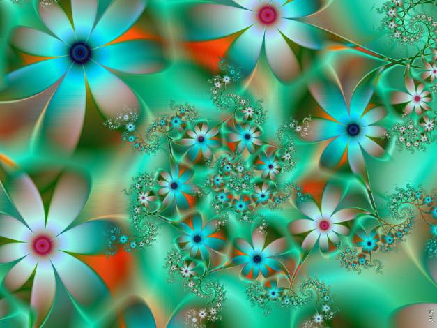 Обои картинки фото 3д, графика, flowers, цветы, фрактал, лепестки