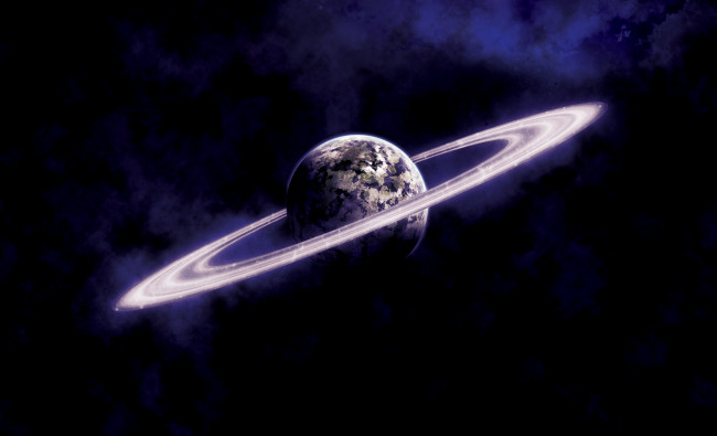 Обои картинки фото космос, арт, кольца, планета