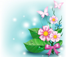 Картинка векторная+графика бабочки цветы