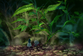 Картинка аниме *unknown+ другое природа зонт трава парень девушка