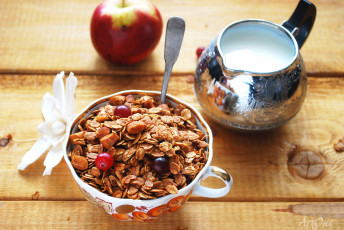 Картинка еда разное молоко клюква хлопья