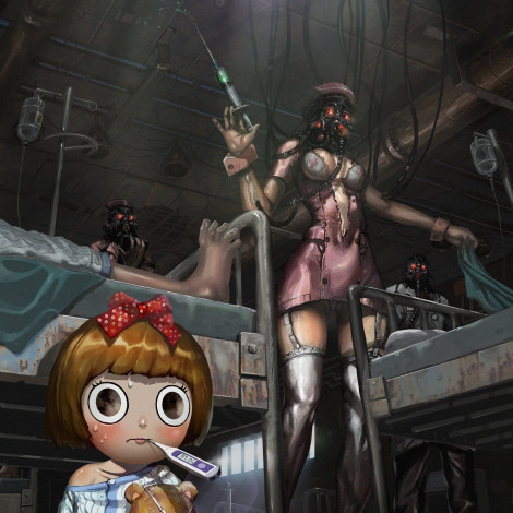 Обои картинки фото аниме, -weapon,  blood & technology, термометр, девочка