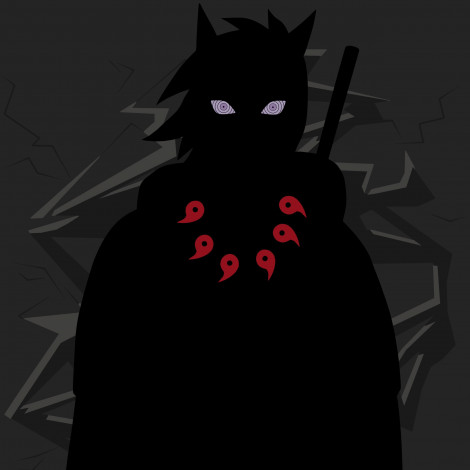 Обои картинки фото аниме, naruto, силуэт, глаза, риннеган, наруто, рикудо, саннин