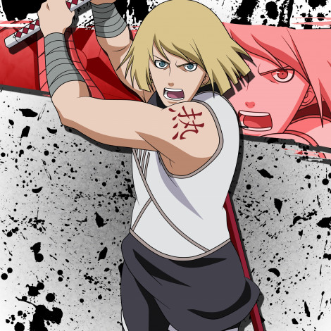 Обои картинки фото аниме, naruto, татуировка, крик, персонаж, блондин, наруто, взгляд, замах, парень