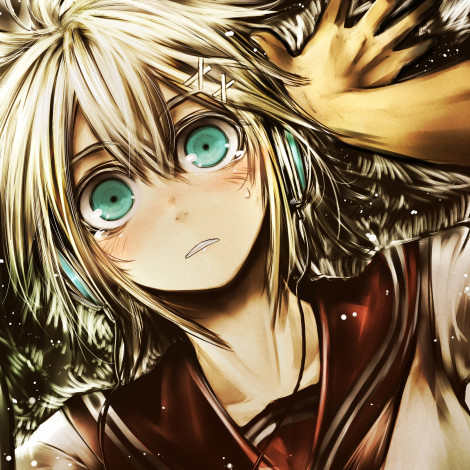 Обои картинки фото аниме, *unknown , другое, девушка, арт, kotoba, noriaki, глаза, рука, наушники, слезы