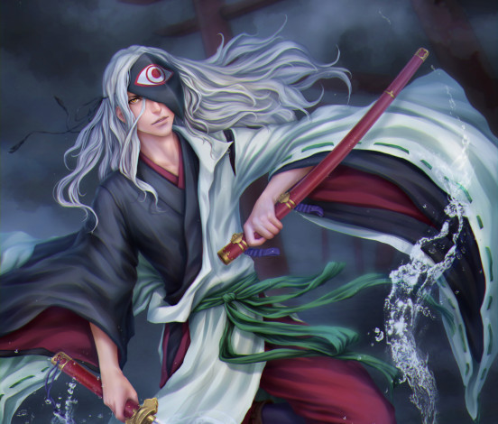 Обои картинки фото аниме, noragami, взгляд, магия, оружие, rabou, жест, парень, zetsuai89, art