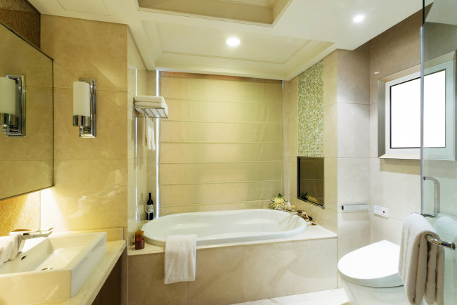 Обои картинки фото интерьер, ванная и туалетная комнаты, ванная, дизайн, лампа