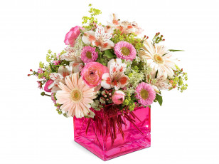 Картинка цветы сирень ваза букет альстрёмерия астры герберы