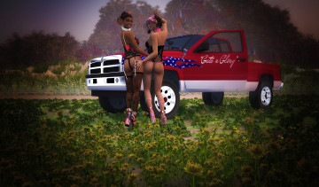 Картинка автомобили 3d+car&girl цветы автомобиль фон взгляд девушки