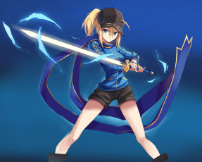 Картинка аниме fate stay+night девушка взгляд фон