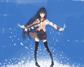 Картинка аниме bakemonogatari девушка фон взгляд