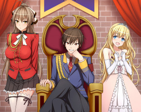Картинка аниме amagi+brilliant+park парень девушки