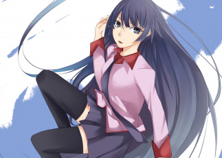 Картинка аниме bakemonogatari фон взгляд девушка