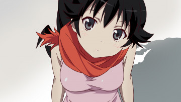 Картинка аниме bakemonogatari девушка взгляд фон