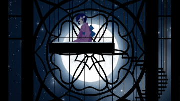 Картинка аниме bakemonogatari фон взгляд девушка
