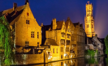 Картинка города -+здания +дома вечер канал свет дома