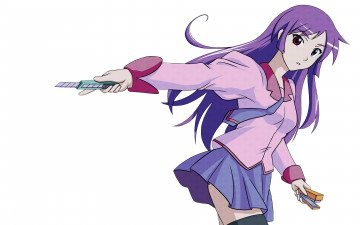 Картинка аниме bakemonogatari девушка взгляд фон