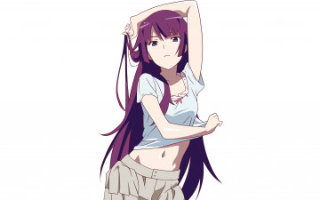 Картинка аниме bakemonogatari девушка взгляд фон