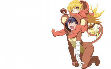 Картинка аниме bakemonogatari фон взгляд девушка