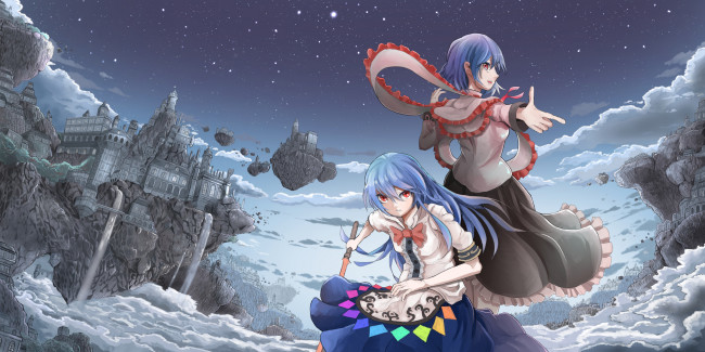 Обои картинки фото аниме, touhou, фон, взгляд, девушка