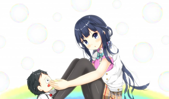 Обои картинки фото аниме, masamune-kun no revenge, взгляд, фон, девушка