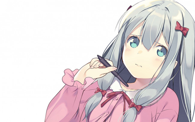 Обои картинки фото аниме, eromanga-sensei, взгляд, фон, девушка