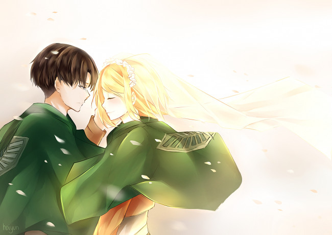 Обои картинки фото аниме, shingeki no kyojin, взгляд, фон, парень