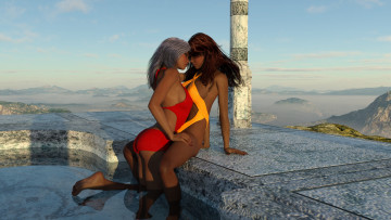 Картинка 3д+графика люди+ people фон взгляд девушки