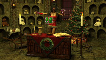 Картинка 3д+графика праздники+ holidays фон взгляд девушка