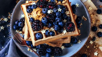 Картинка еда блины +оладьи вафли черника ежевика