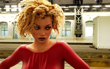 Картинка 3д+графика портрет+ portraits фон взгляд девушка