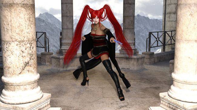 Обои картинки фото 3д графика, фантазия , fantasy, фон, девушка, взгляд