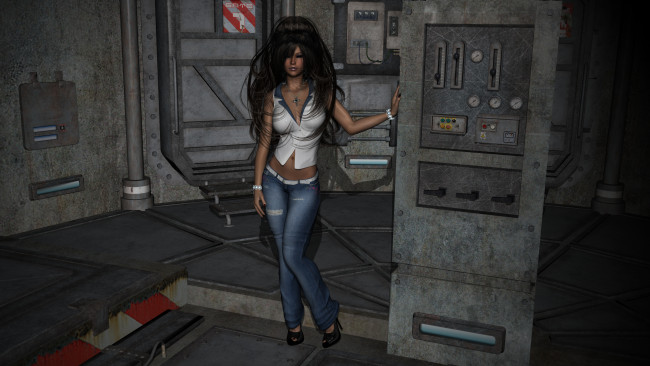 Обои картинки фото 3д графика, люди , people, взгляд, девушка, фон