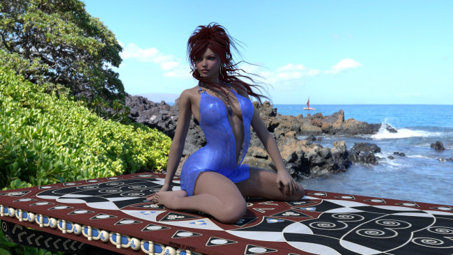 Обои картинки фото 3д графика, люди , people, взгляд, девушка, фон