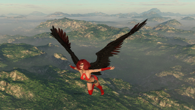 Обои картинки фото 3д графика, существа , creatures, фон, взгляд, девушка