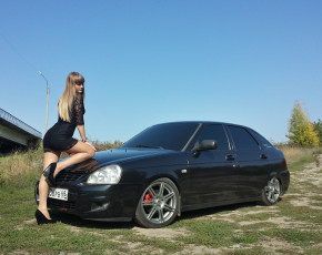 Картинка лада+приора автомобили -авто+с+девушками лада приора ваз автомобиль хэтчбек чёрный девушка