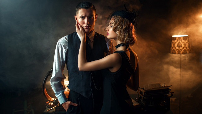 Обои картинки фото разное, мужчина женщина, ретро