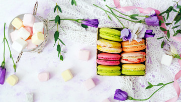 Картинка еда макаруны лакомство печенье ассорти