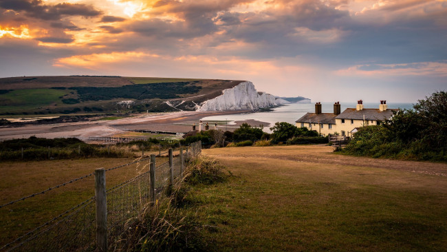 Обои картинки фото eastbourne, beachy head, england, города, - пейзажи, beachy, head