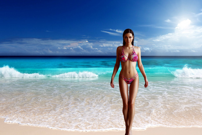 Обои картинки фото девушки, helga lovekaty, бикини