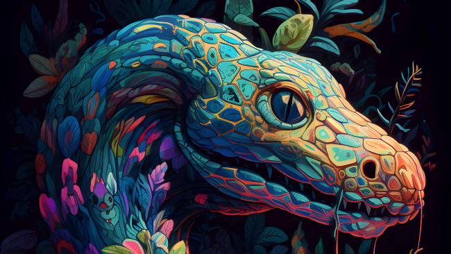 Обои картинки фото рисованное, животные, нейросети, змея