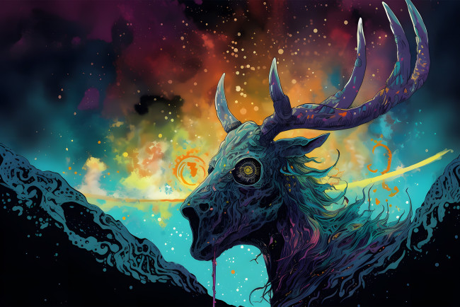 Обои картинки фото фэнтези, существа, безумный, олень