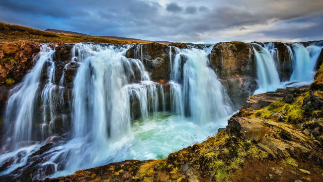 Обои картинки фото kolufossar falls, iceland, природа, водопады, kolufossar, falls