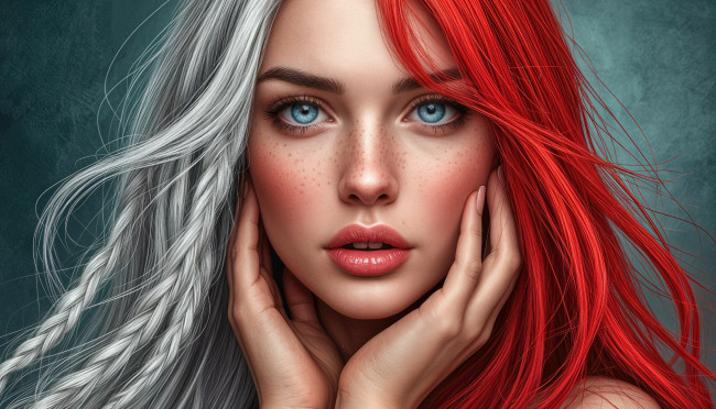 Обои картинки фото рисованное, люди, девушка, нейросеть