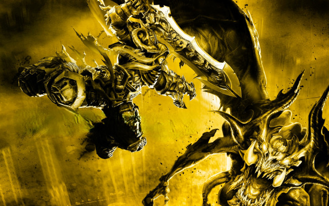 Обои картинки фото видео игры, darksiders,  wrath of war, персонажи, бой, город